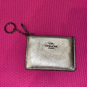 Leather Coach Silver Keychain Wallet